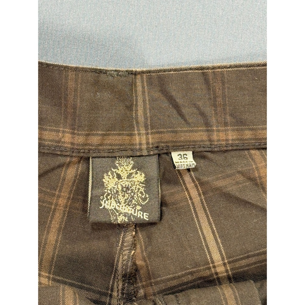 Subculture Men's Plaid Shorts Size 36 Brown Tan Classic Fit - Picture 7 of 7